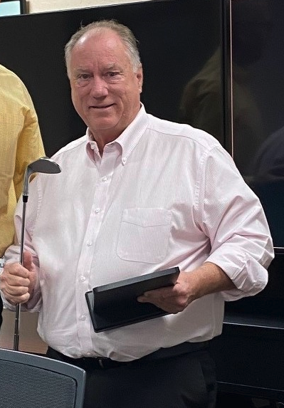 Incoming Chairman, Brian Heath, SRP, presented Steve with a custom plaque and engraved chrome wedge.